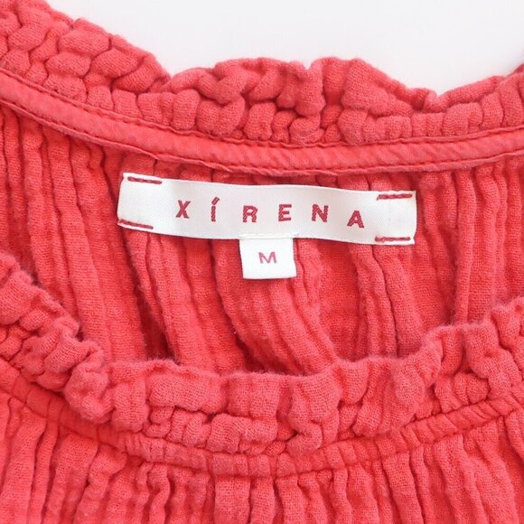 Xirena Cara Red Cotton Gauze Tiered Spaghetti Strap Sleeveless Midi Dress Medium - Picture 13 of 16